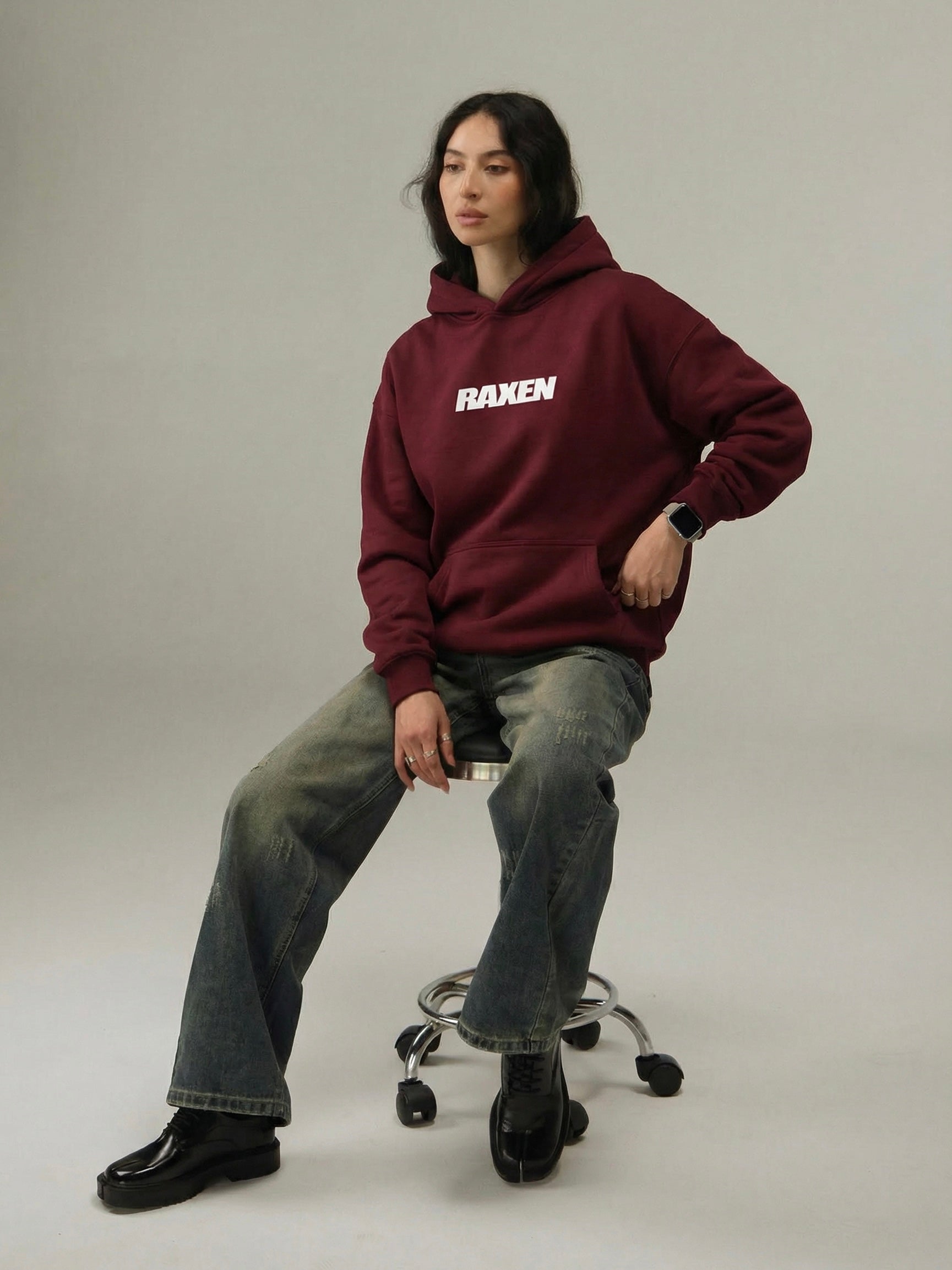 Raxen Oversized Hoodie — Burgundy
